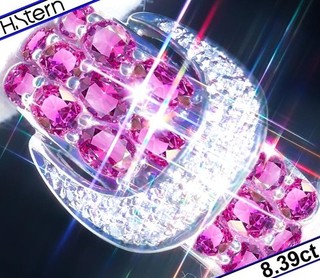 H.STERN Sapphire Ring 14k Gold 8.39ct Pink Sapphire Diamond Ring BUCKLE STERN