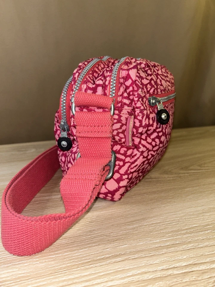 Kipling Small Crossbody Bag Cheetah Leopard Print Adjustable Strap Zip Pockets - Image 3 of 4