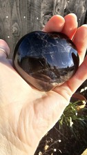 Black moonstone chunky heart carving 191g 6.6cm flash crystal palmstone palm