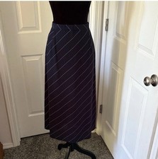 Pendleton Vintage Dark Navy and White Pinstriped Midi Skirt