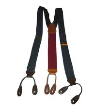 Trafalgar Mens Silk Suspenders Braces Teal Red Paisley Leather Button End Luxury
