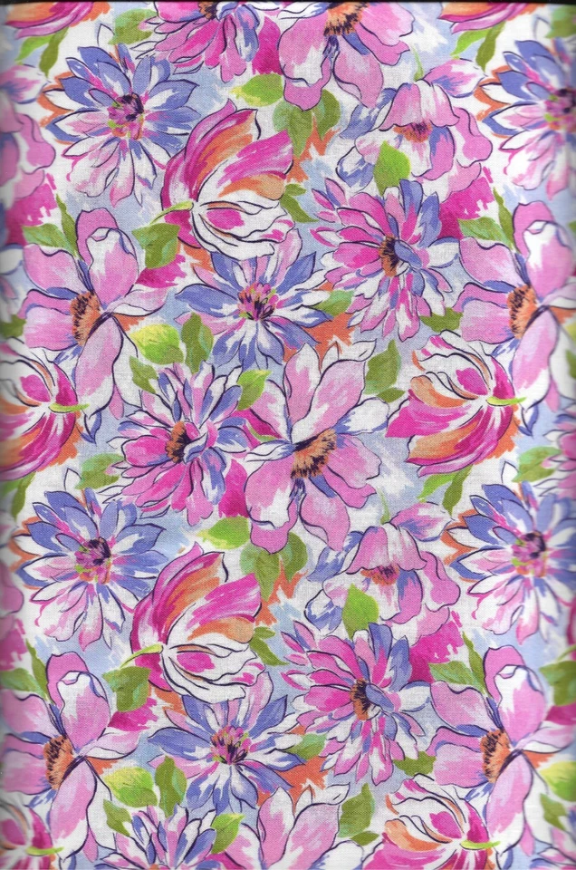 45" 100% cotton floral fabric "Packed Blooms" by 3 Wishes Fabric