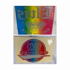 Elvis Iron On Transfers 1970s Vintage Large Glitter Rainbow Pair