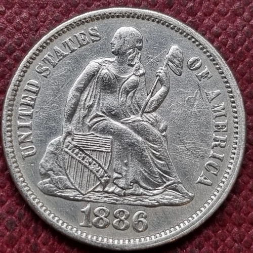 1886 Seated Liberty Dime 10c AU - UNC #98120