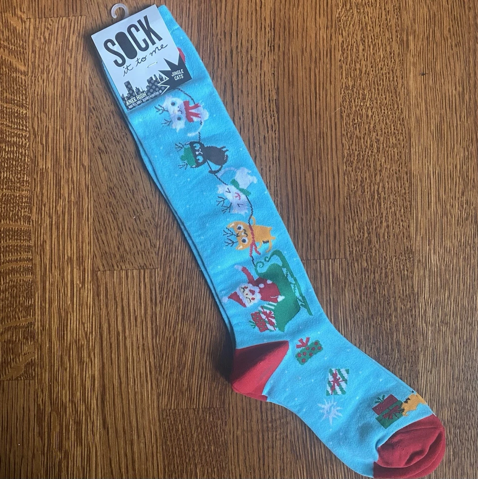 ¡NUEVO! CATO DAMA “Jingle Cats” Calcetín It To Me Navidad Papá Noel Calcetines Amante Regalo Mujeres Rodilla Foto 3 de 4