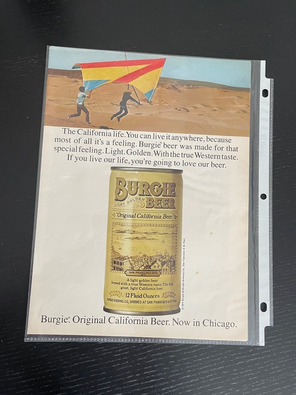 Mid-Century Burgie Beer Poster - 1950s Vintage Ad 8x11🍻