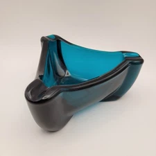Vintage 60s Blue Viking Bluenique Triangular Cigar Ashtray 6" Mid Century Modern