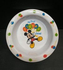 Vtg Mickey Mouse Melamine "My First Disney" Bowl balloons children kids USED