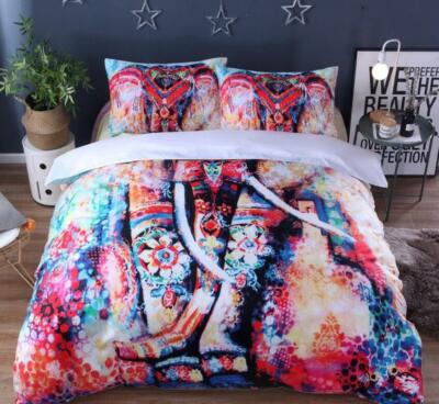 3D Elephant Flower ZHUA265 Bed Pillowcases Quilt Duvet Cover Set Queen King Zoe