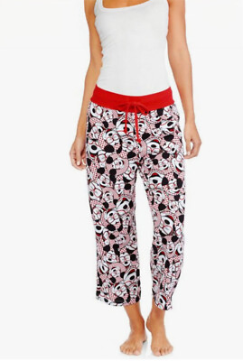 Mickey Mouse Disney Women's Knit Sleep Capri Lounge Pants Arctic White Size M