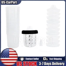 Disposable Spray Paint Gun Plastic Liners & Lids Kit 6-Ounce 180ML Cups US STOCK