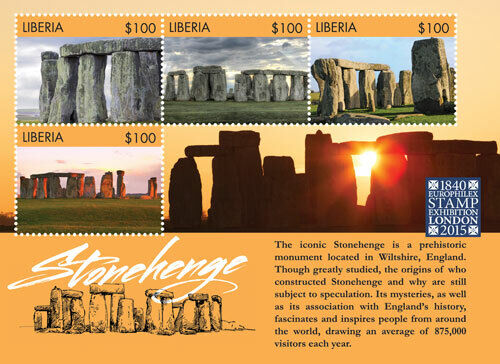 Liberia - 2015 - LONDON STAMP EXPO: STONEHENGE MONUMENTS - Sheet of 4 Stamps MNH - Picture 1 of 1