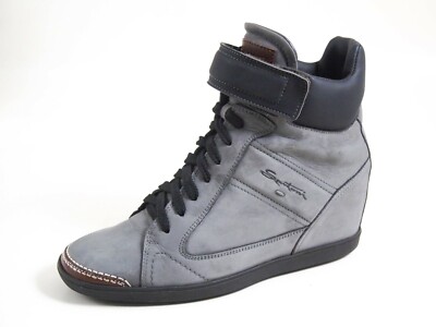 Santoni Sneakers Boots High Heel Gray Suede Womens Shoe Size US 6 EU 36 