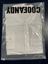 NWT Coofandy Men s White Linen Shirt Size Small