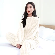Women's Winter Pajamas Set Thickened Coral Velvet Warm Loose Casual Homewear