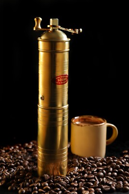 SOZEN Turkish Handmade Brass Coffee Grinder Mill Large Straight 22.5 cm 9''