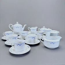Bareuther Waldsassen Bavaria Brunch Breakfast Tea Set Blue Floral 25 Pieces