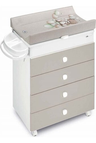 Fasciatoio neonato Cassettiera Estraibile 93x100,5x47 cm Tortora Asia Cam