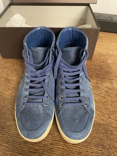 Gucci Trainers Sneaker High Top Shoes Suede Size 10G Which Is An 11 Mens Blue - Picture 4 of 9