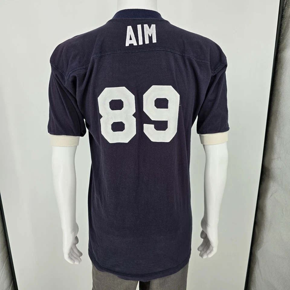 Camiseta deportiva vintage de práctica/línea lateral de algodón Russell Athletic "NHS" AIM 80 (M) de los años 80 Foto 3 de 4