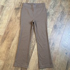 Ann Taylor | Brown Red Plaid High Waisted Straight Leg Pull On Pants XS