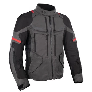 Oxford Rockland Mens Waterproof Textile Motorcycle Jacket Charcole Black Red