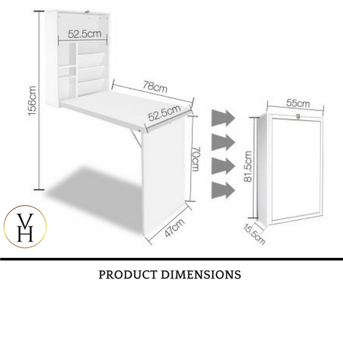 Multi-Functional Fold-out Wall Laptop / Computer Desk Organizer Office Furniture - Picture 11 of 12