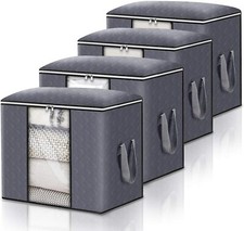 4-Pack 90L Extra Large Capacity Storage Bins with Clear Window. Closet Organizer