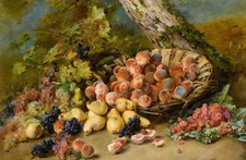 Stunning Oil painting Madeleine Jeanne Lemaire still life with fruits landscape