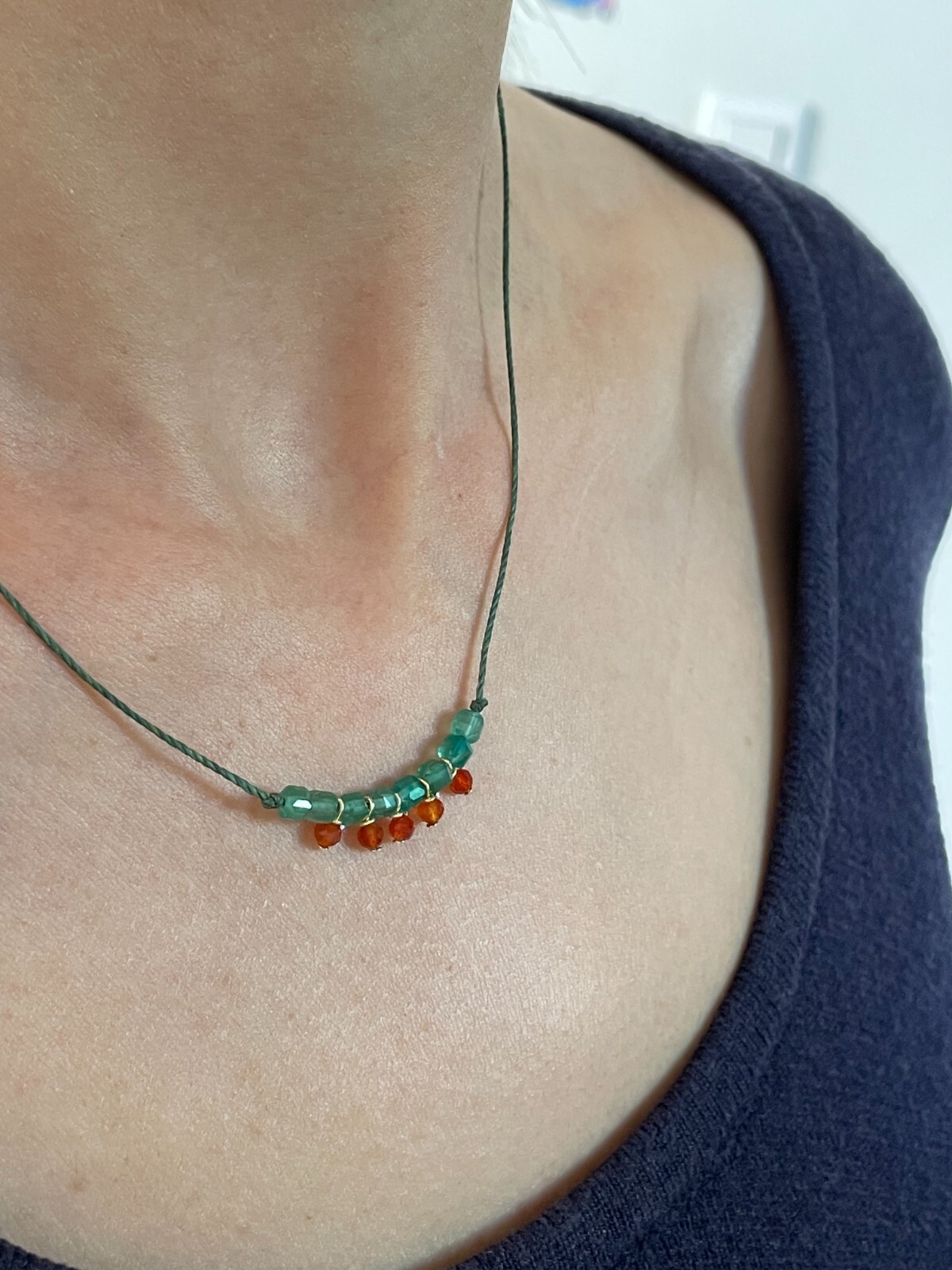 Collier en calcédoine naturelle et cornaline, finition gold filled 14k précieux 1820