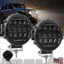 2pc 7"inch LED Work Light Bar 120W Round Driving Fog Lamp Spot DRL Offroad Truck