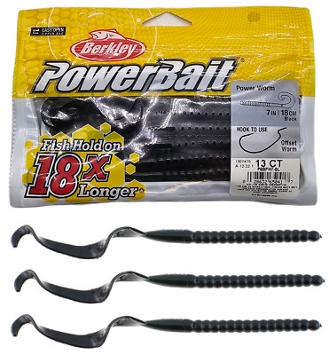 Berkley Powerbait Power Worm 13er-Pack 7'' schwarz Feuerschwanz Würmer Seefischen 1307475
