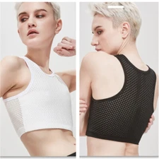 Lady Net Chest Breast Binder Tomboy Soft FTM Stretchy Sports Bra Vest Tank Top