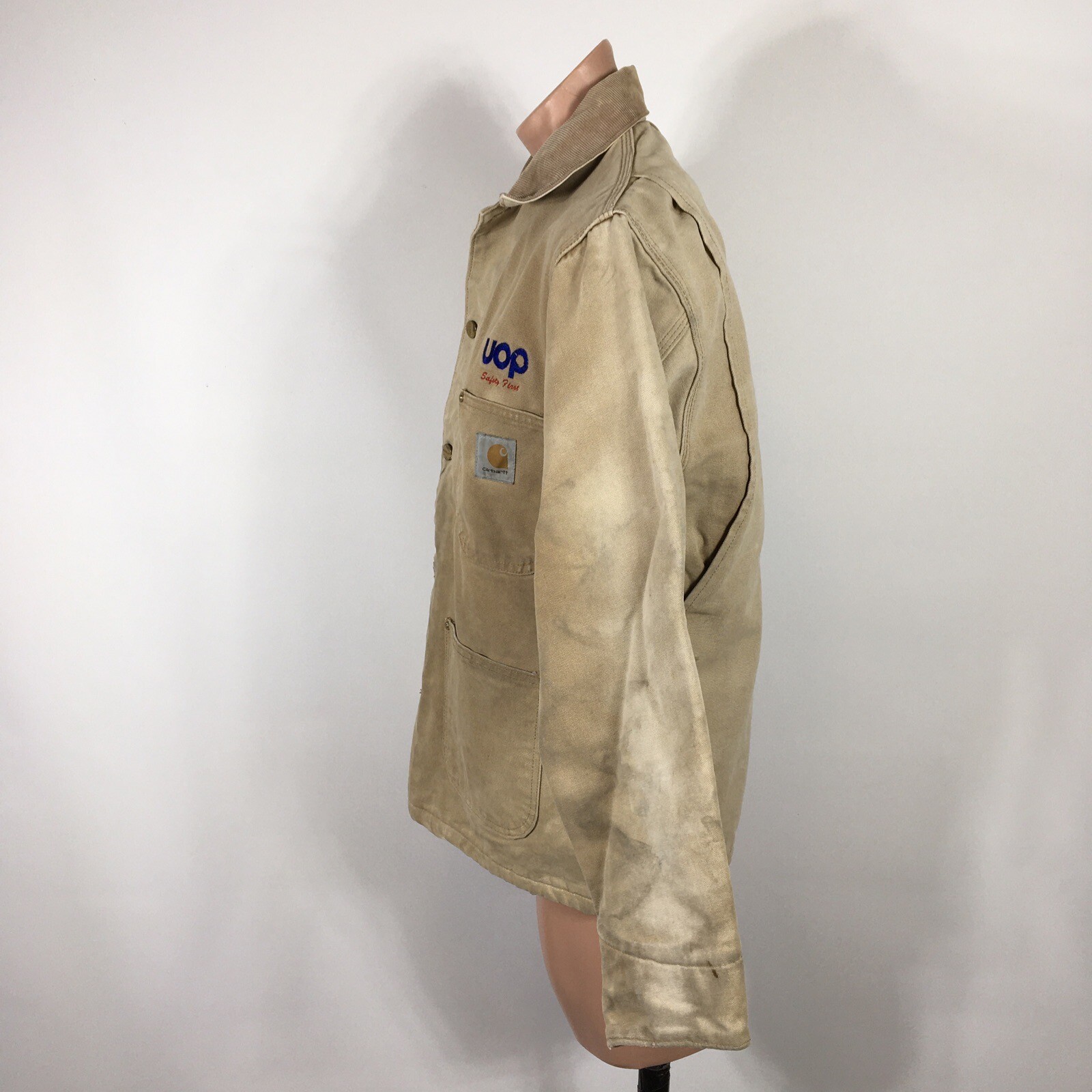 Vintage 1989 Carhartt Blanket Lined Chore Jacket 40R USA Brown Canvas UOP Saftey thumbnail 8