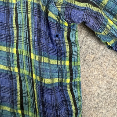 Nat Nast 100% Linen Button Shirt Mens Large American Fit Plaid Blue Green Luxury - Picture 6 of 12
