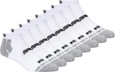 PUMA SOCKS MEN'S - X8 LOW CUT 243 - CUBE WHITE - LARGE 10-13 - PACK 8