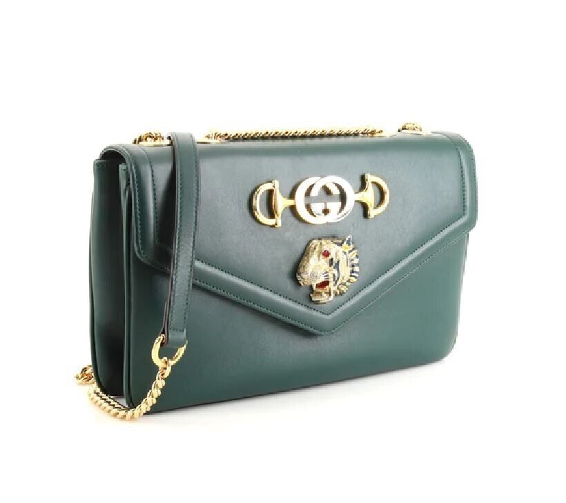 Gucci Rajah Chain Shoulder Bag Leather Medium Gold Dark Gucci Rajah Chain Shoulder Bag Leather Medium Gold Dark