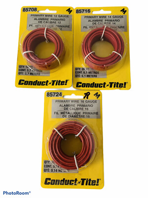  Lot Of 3   Conduct Tite   12 14 16 Gauge  Primary Wire   Motormite   Red