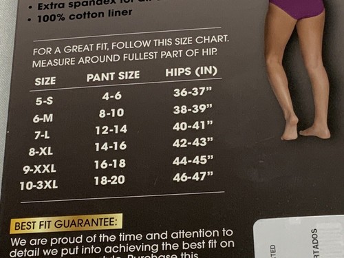 Fruit of the Loom 6 Bikinis Comfort Cotton Seamless 360 Stretch Size 9 / 2X NEW - Picture 4 of 4