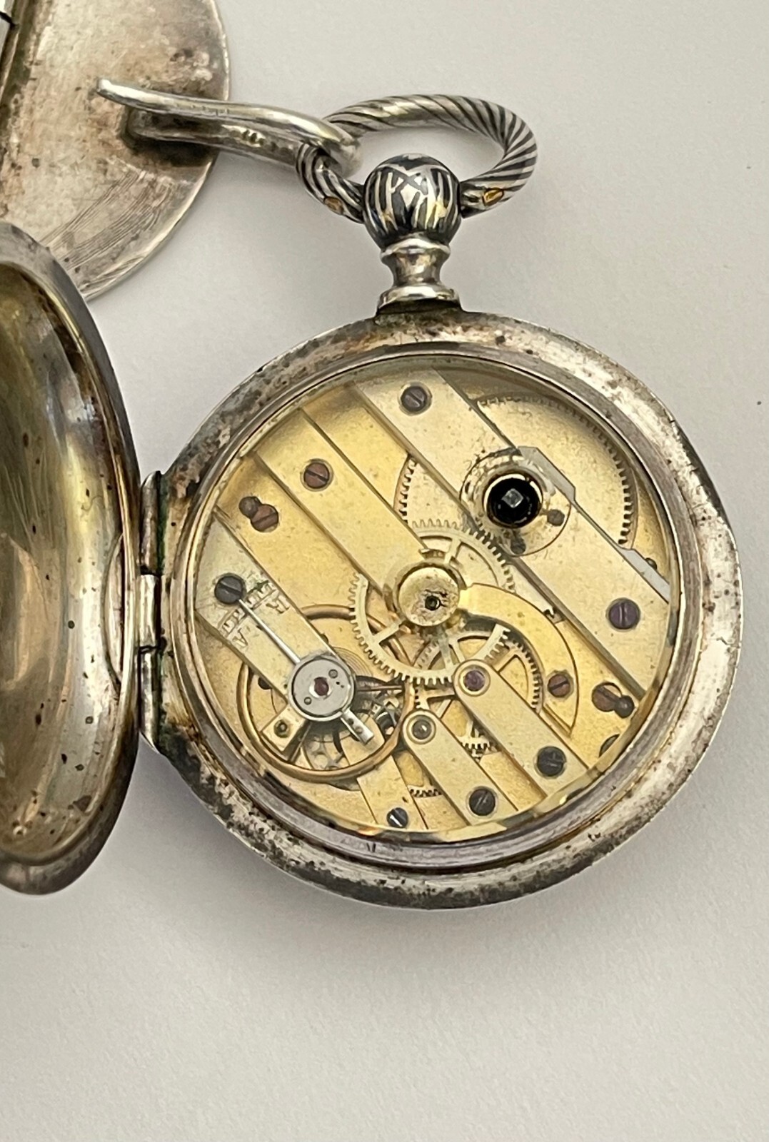 Antique Pocket Watch Solid Silver & Enamel Full S… - image 9