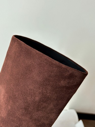 Scarpe stivali al ginocchio donna 2024 moda scamosciati punta quadrata cerniera tacco a blocco JWK - Foto 11 di 14