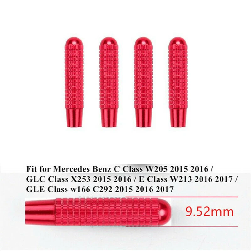 Red Alloy Bolt On Door Lock Knobs Pins Cover For Mercedes Benz C E W205 2016-19 - Image 2 of 4