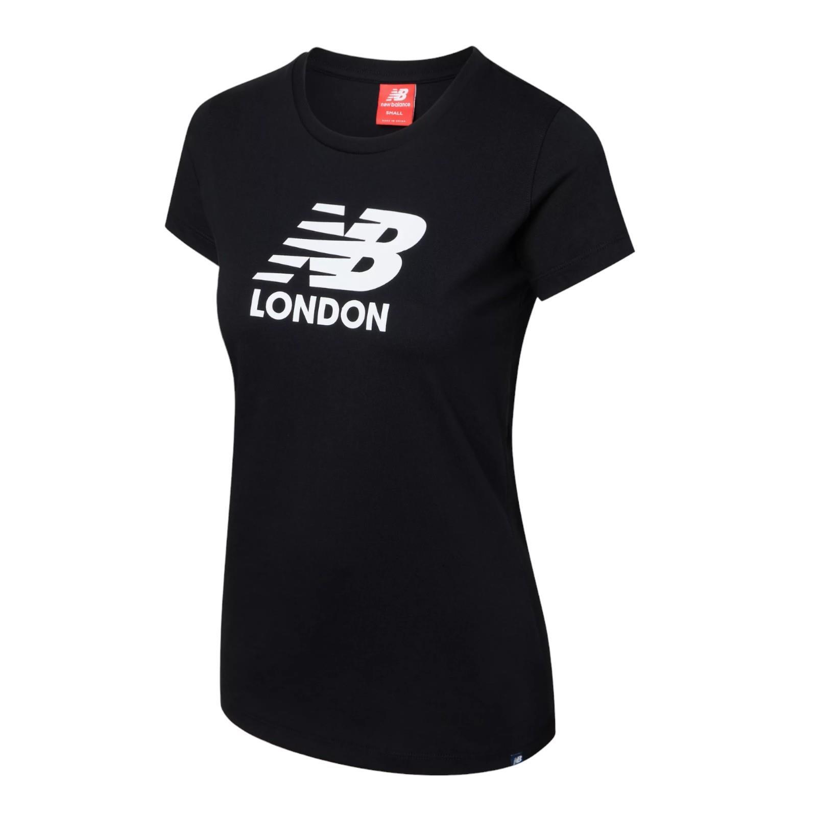 NEW BALANCE WOMEN'S LONDON GRAPHIC PRINT T-SHIRT TEE TOP BLACK NEW BNWT RETRO OG