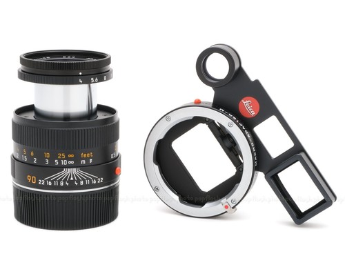 Leica 90mm f/4 Macro-Elmar-M Black Lens #11633 USED-MINT w/ Macro Adapter #14409 - Picture 1 of 19