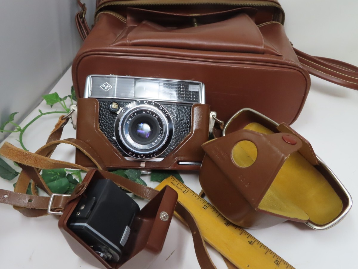Agfa Optima 500 Sensor 35mm Film Camera Flash Leather Case