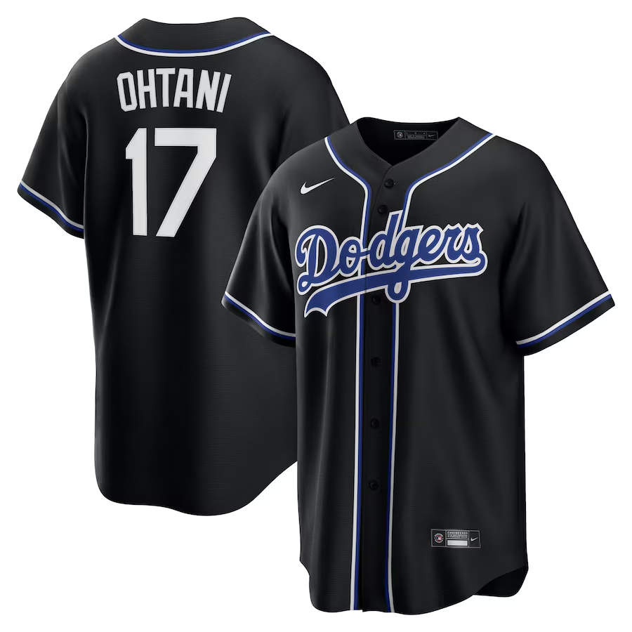 Nike Dodgers Shohei Ohtani Black Lights Out Replica Mens