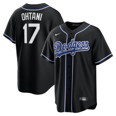 Official Nike Dodgers Shohei Ohtani Black Lights Out Replica Mens