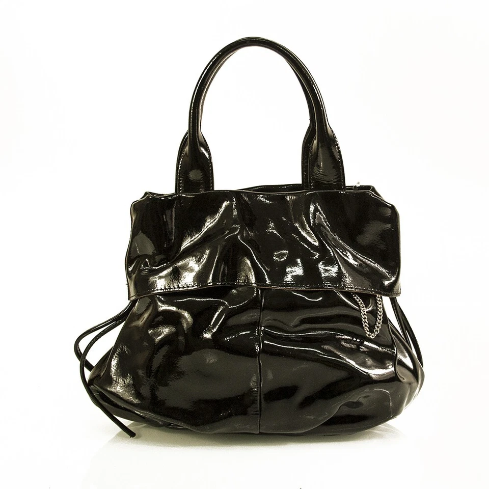 Blumarine Negro Charol Doble Asas B Dije Pequeño Bolso de Mano Bolso Foto 2 de 4