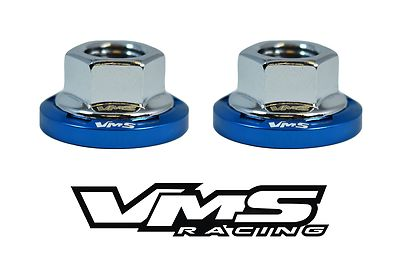 #ad 4 VMS RACING STRUT TOWER DRESS UP BLUE WASHERS amp; SILVER FLANGED NUTS FOR HONDA $28.95