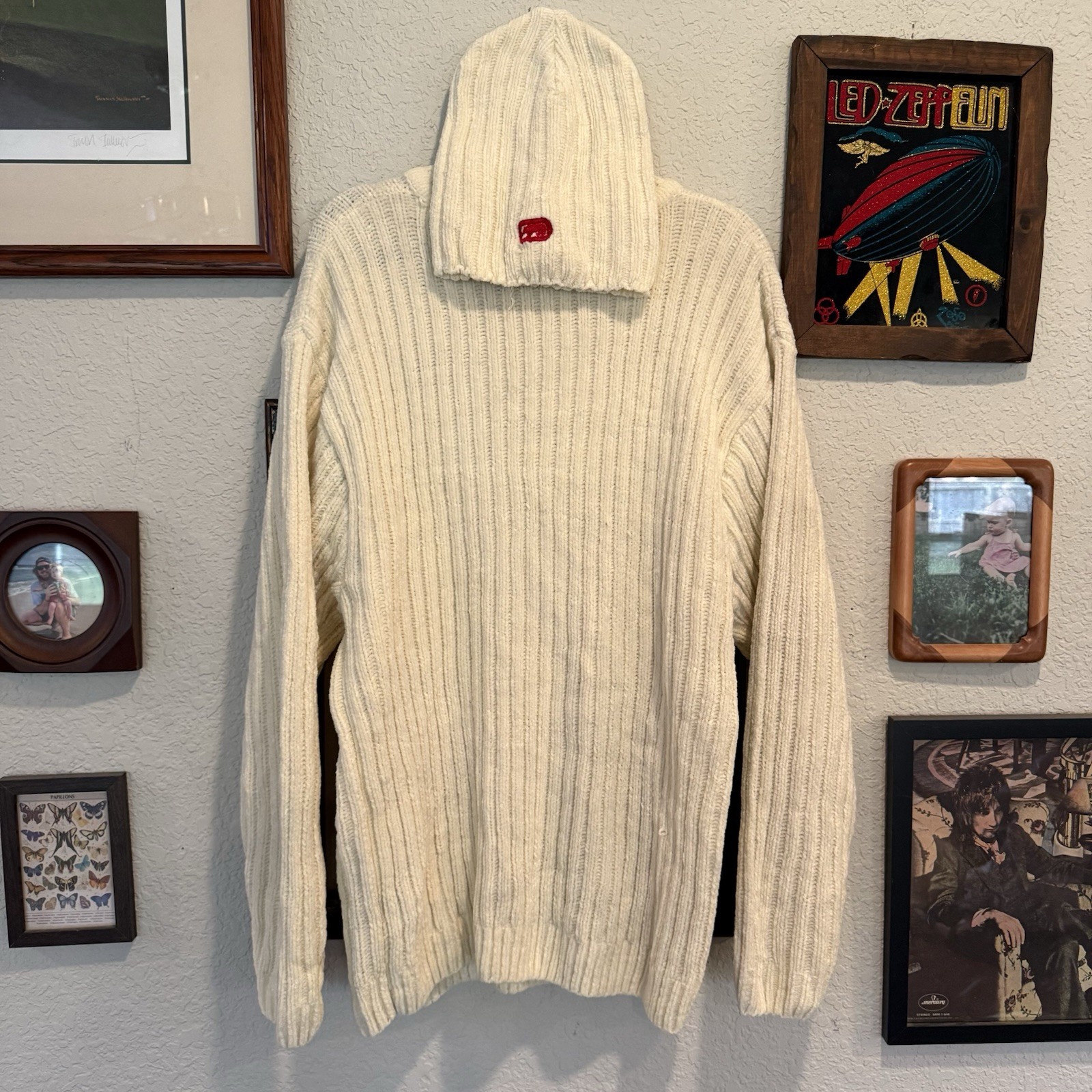 Vintage Ecko Unlimited RARE Cable Knit Sweater/Beanie Combo Mens Size Large image 7